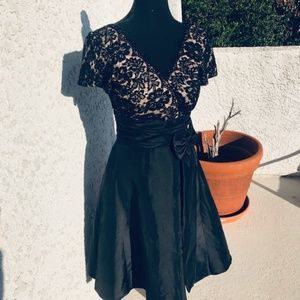 JS Boutique Beaded Lace Ruched Cocktail Dress